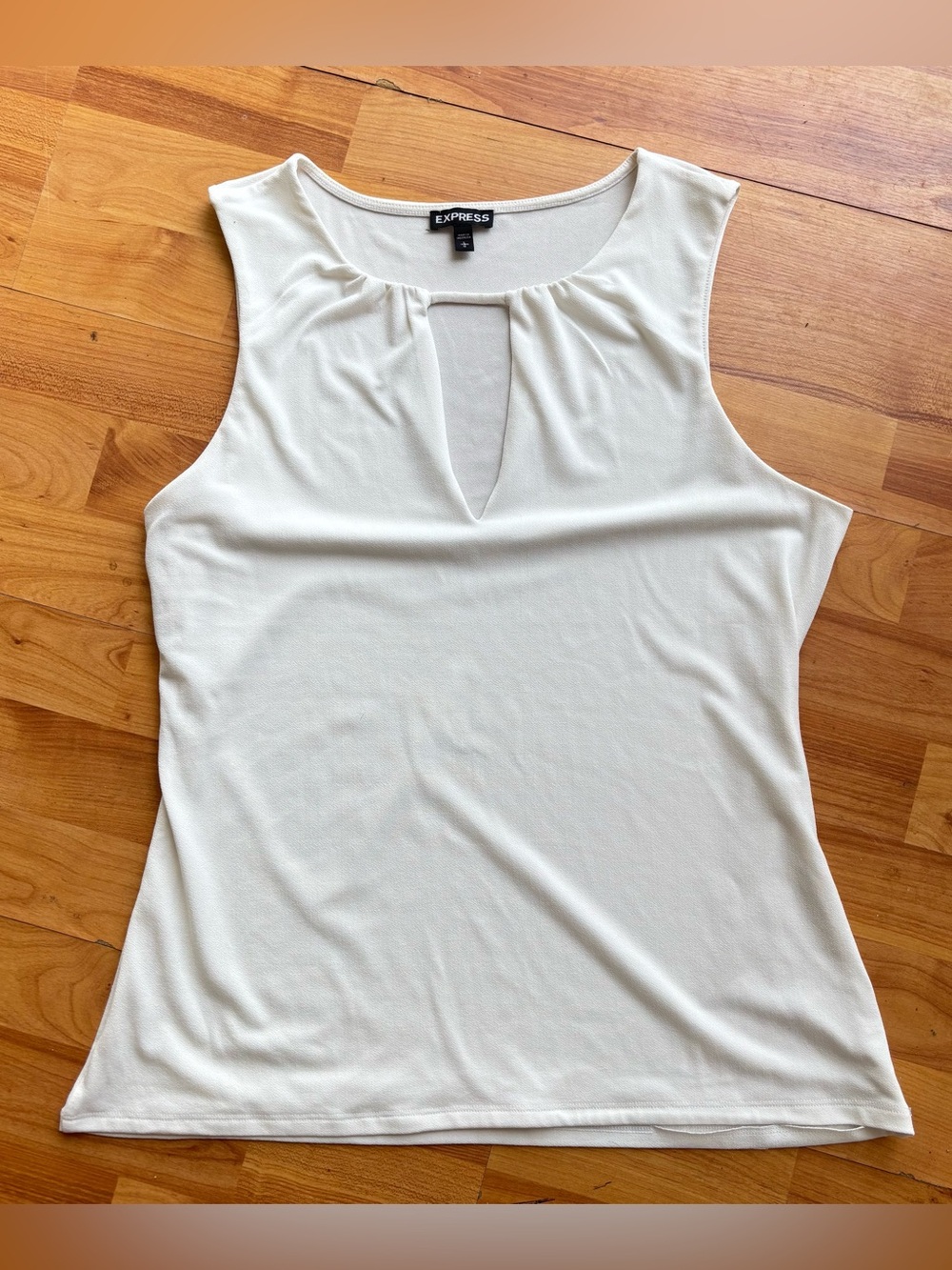 Express Women's Ivory Sleeveless Keyhole Top